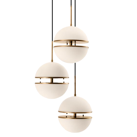 Люстра Hanging Lamp Spiridon Triple Латунь Античная полированная Белый Люстра Hanging Lamp Spiridon Triple Латунь Античная полированная Белый в Волгограде | Loft Concept