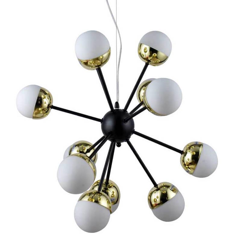 Люстра Sputnik White and Gold Globe Chandelier 12 Черный Золотой Белый Люстра Sputnik White and Gold Globe Chandelier 12 Черный Золотой Белый в Волгограде | Loft Concept