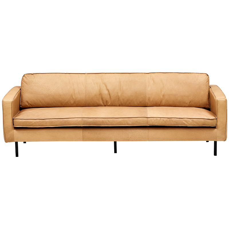 Диван кожаный Adrian Beige Leather Sofa Бежевый Черный Диван кожаный Adrian Beige Leather Sofa Бежевый Черный в Волгограде | Loft Concept