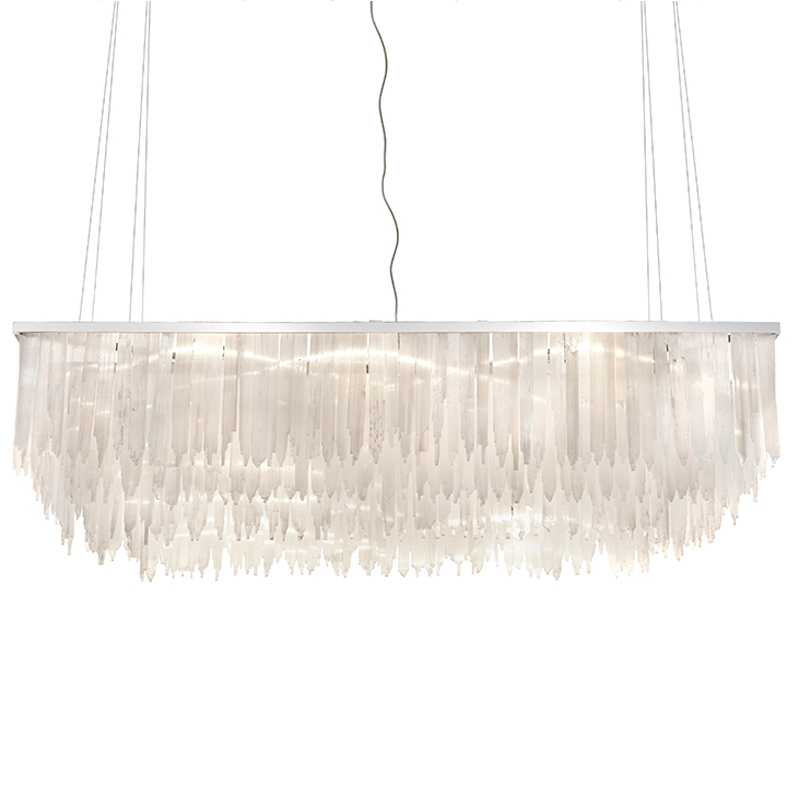 Люстра LAMP SELENITE RECT chromium 160 Прозрачный белый Хром Люстра LAMP SELENITE RECT chromium 160 Прозрачный белый Хром в Волгограде | Loft Concept