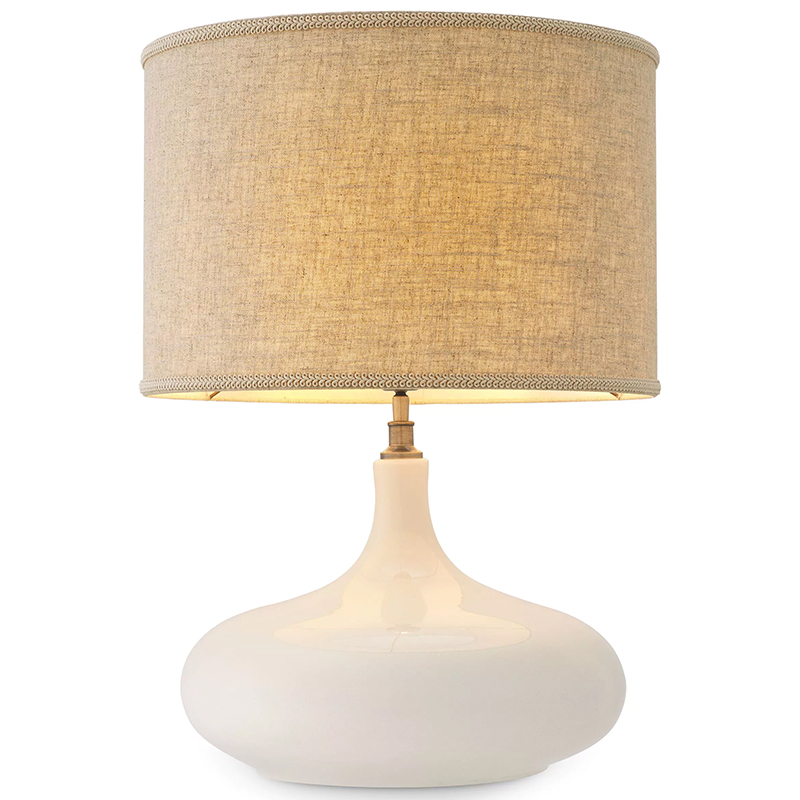 Настольная лампа Eichholtz Table Lamp Jones Белый Бежево-серый Латунь Настольная лампа Eichholtz Table Lamp Jones Белый Бежево-серый Латунь в Волгограде | Loft Concept