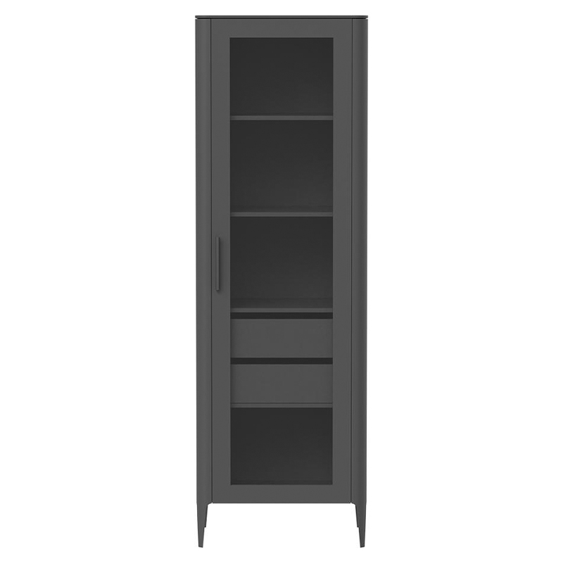 Витрина темно-серая со стеклянной дверью с 4-мя полками и 2-мя ящиками Type  Серый в Волгограде | Loft Concept 