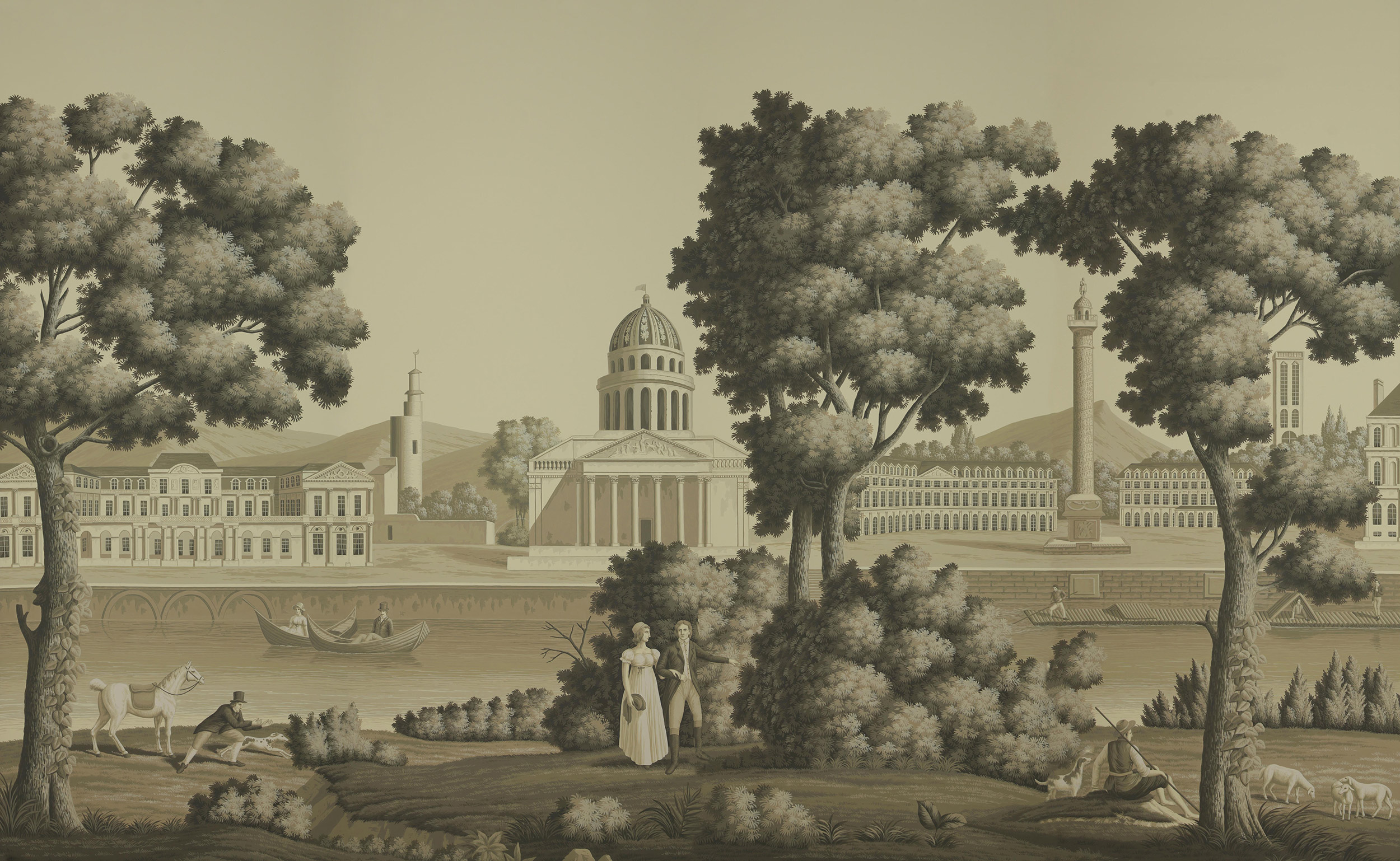 Обои ручная роспись Monuments of Paris Terre Foncée on scenic paper Обои ручная роспись Monuments of Paris Terre Foncée on scenic paper - постер Loft-Concept в Волгограде