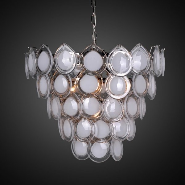 Люстра Vistosi glass disc chandelier Хром Белый Люстра Vistosi glass disc chandelier Хром Белый в Волгограде | Loft Concept