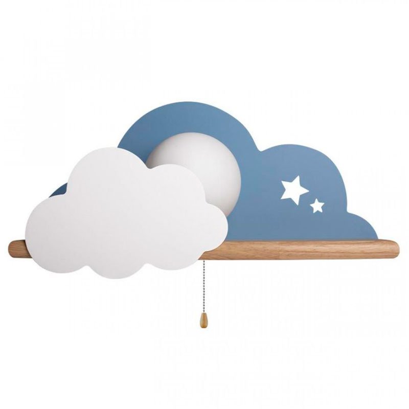 Бра с полкой голубое Облако Wall Lamp Blue Cloud Голубой Древесина Бра с полкой голубое Облако Wall Lamp Blue Cloud Голубой Древесина в Волгограде | Loft Concept