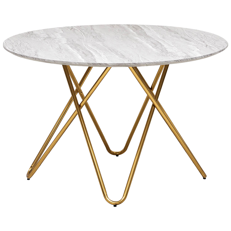Обеденный круглый стол Alanis Round Dinner Table Золотой Белый Серый Обеденный круглый стол Alanis Round Dinner Table Золотой Белый Серый в Волгограде | Loft Concept