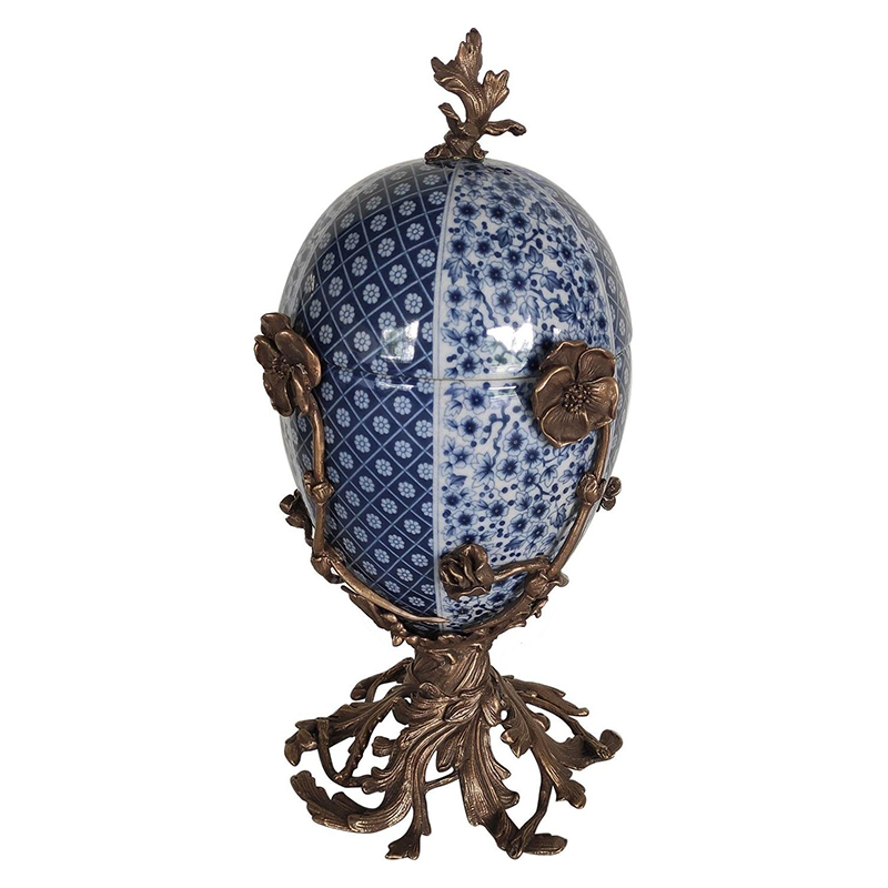 Шкатулка фарфоровая на бронзовой подставке Porcelain & Bronze Синий Бронза Шкатулка фарфоровая на бронзовой подставке Porcelain & Bronze Синий Бронза в Волгограде | Loft Concept