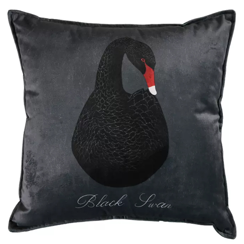 Декоративная подушка Black Swan I Cushion Черная Черный Серый Красный Декоративная подушка Black Swan I Cushion Черная Черный Серый Красный в Волгограде | Loft Concept