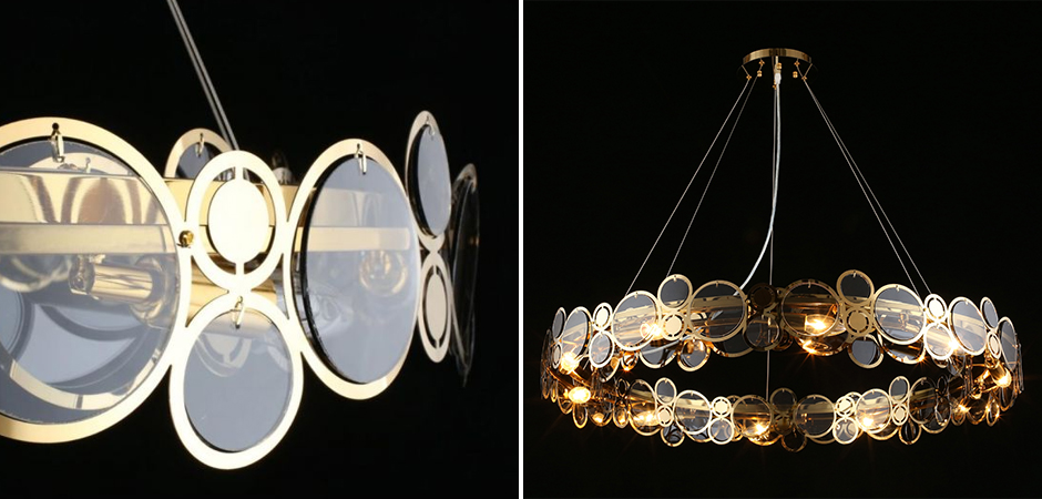 Люстра с дымчатым стеклом Golden Circles Люстра с дымчатым стеклом Golden Circles - Loft-Concept в Волгограде