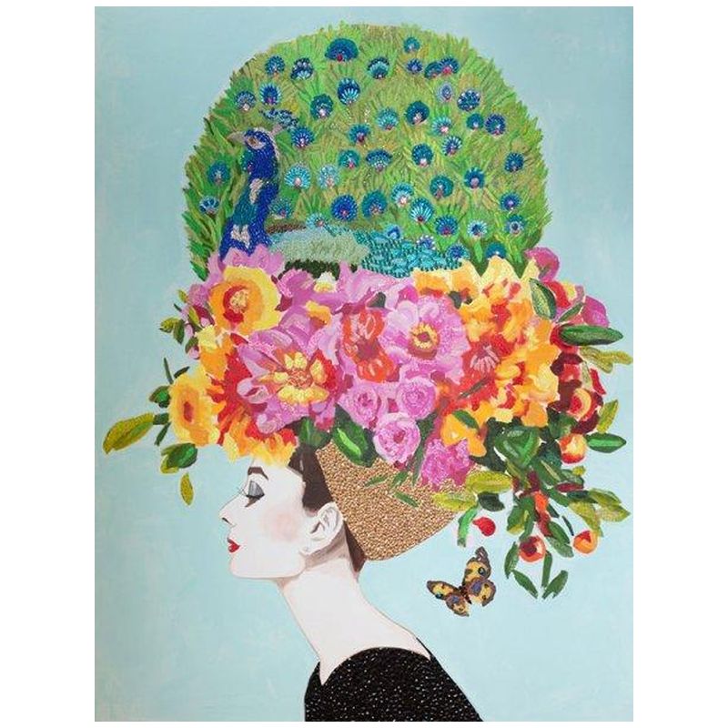 Картина Audrey with Floral Bouquet and Peacock Headdress Мульти в Волгограде | Loft Concept 