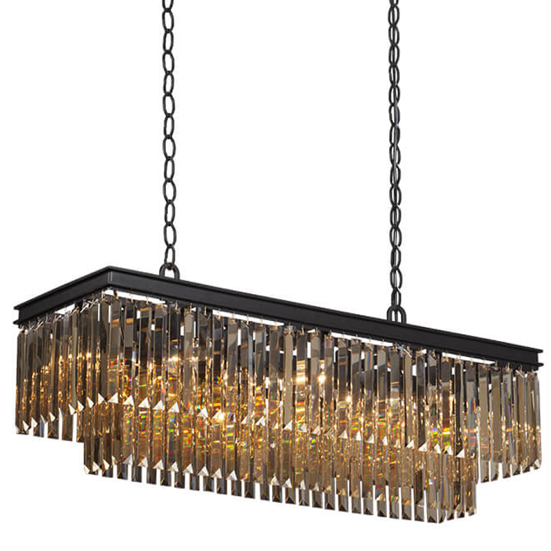 Люстра Odeon Amber Glass Rectangular Chandelier Black iron Янтарное стекло длина 100 Черный матовый Люстра Odeon Amber Glass Rectangular Chandelier Black iron Янтарное стекло длина 100 Черный матовый в Волгограде | Loft Concept