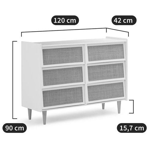 Комод с 6-ю ящиками из плетеного ротанга Remi Cream Wicker Furniture Комод с 6-ю ящиками из плетеного ротанга Remi Cream Wicker Furniture в Волгограде