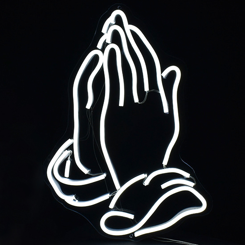 Неоновая настенная лампа Praying Hands Neon Wall Lamp Белый Прозрачный Неоновая настенная лампа Praying Hands Neon Wall Lamp Белый Прозрачный в Волгограде | Loft Concept