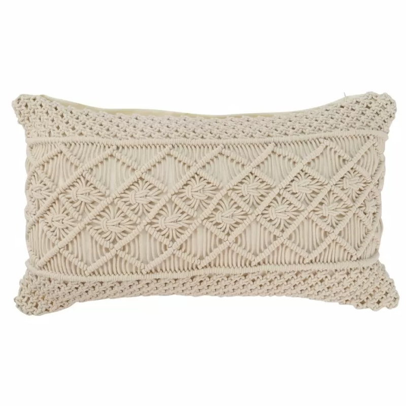 Чехол на подушку с макраме бежевого цвета Macrame Бежевый Чехол на подушку с макраме бежевого цвета Macrame Бежевый в Волгограде | Loft Concept