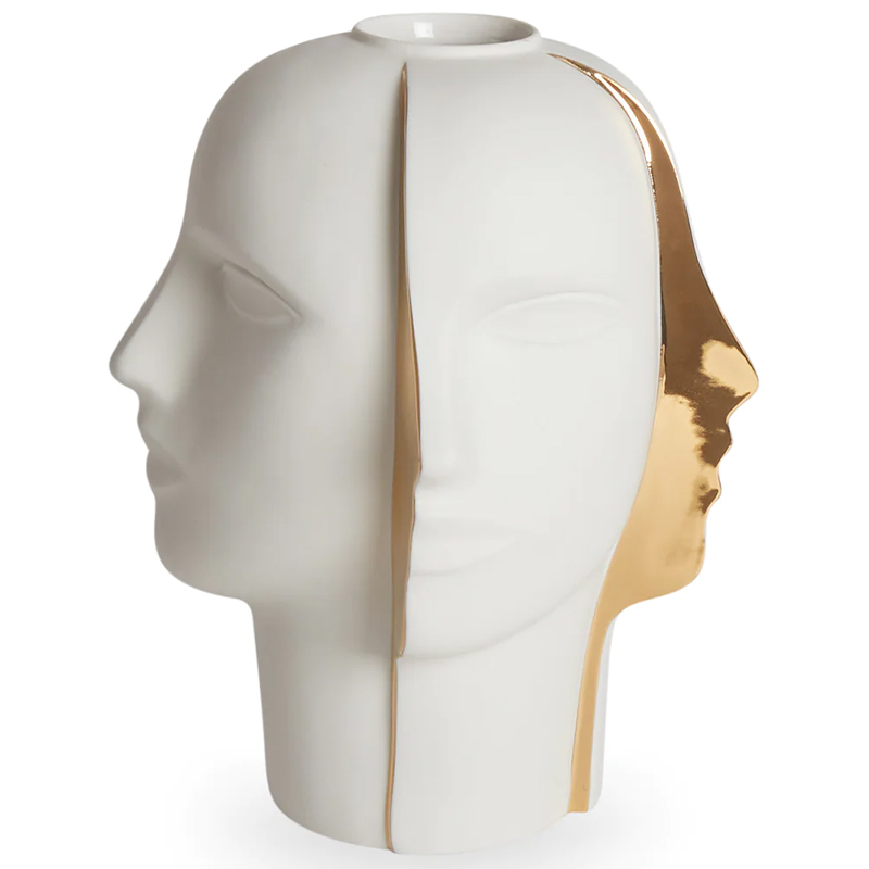 Ваза Jonathan Adler ATLAS SPLIT VASE Белый Глянцевое золото Ваза Jonathan Adler ATLAS SPLIT VASE Белый Глянцевое золото в Волгограде | Loft Concept