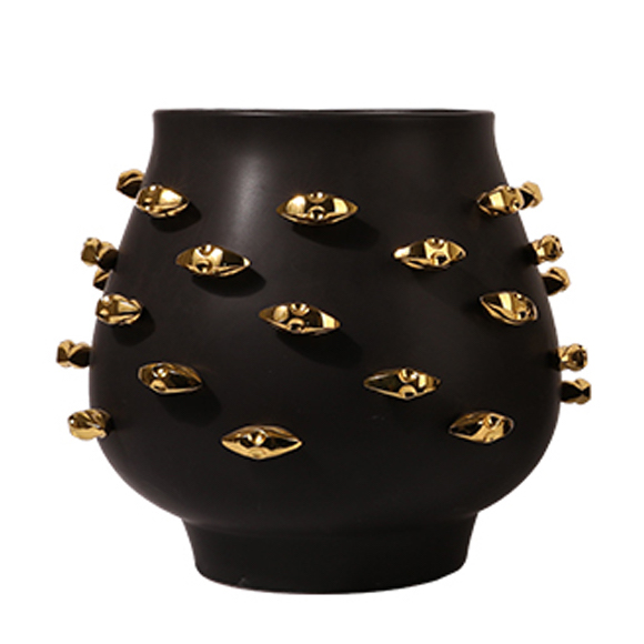 Ваза KISS Vase Black Черный Золотой Ваза KISS Vase Black Черный Золотой в Волгограде | Loft Concept
