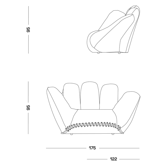 Дизайнерское кожаное кресло в форме руки Poltronova Joe Whip Armchair Дизайнерское кожаное кресло в форме руки Poltronova Joe Whip Armchair в Волгограде