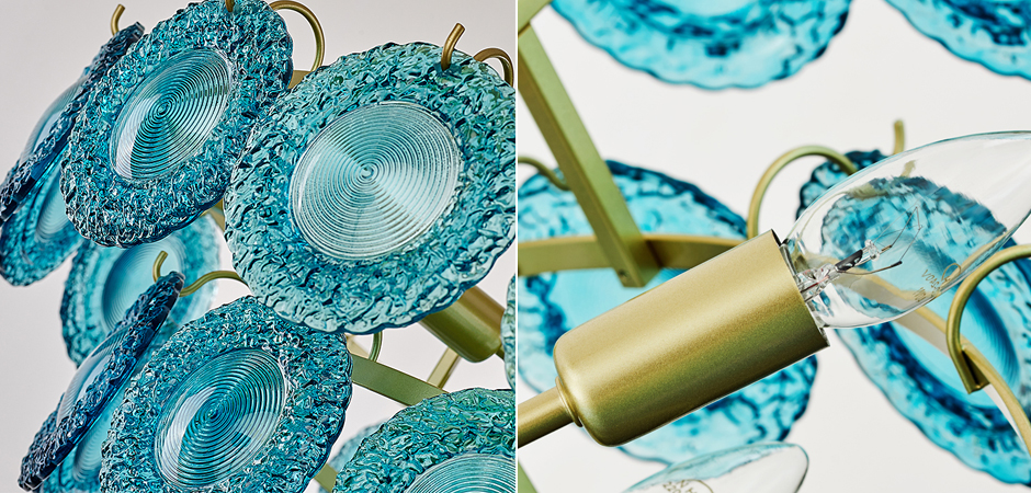 Люстра Blue Glass disk Chandelier Люстра Blue Glass disk Chandelier - Loft-Concept в Волгограде
