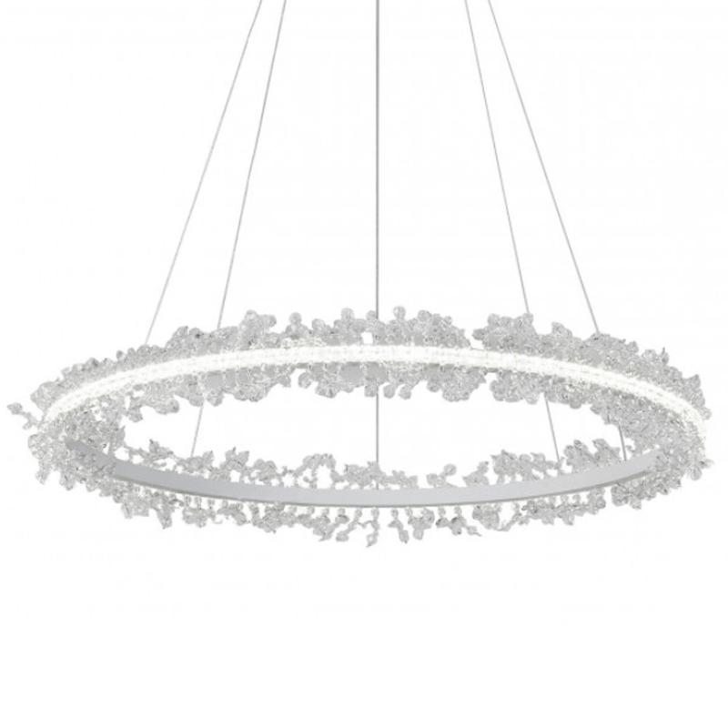 Crystal round chandelier Светильник Белое Кольцо из Хрусталя Прозрачный Латунь Crystal round chandelier Светильник Белое Кольцо из Хрусталя Прозрачный Латунь в Волгограде | Loft Concept