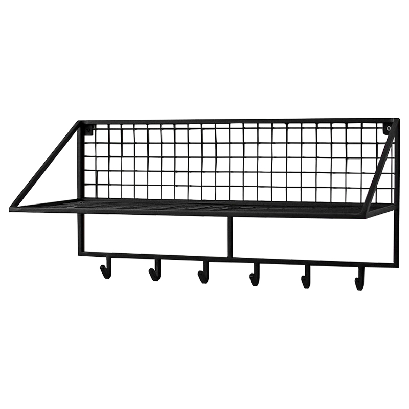 Вешалка с полкой Rhian Industrial Metal Rust Shelf Black Черный Вешалка с полкой Rhian Industrial Metal Rust Shelf Black Черный в Волгограде | Loft Concept