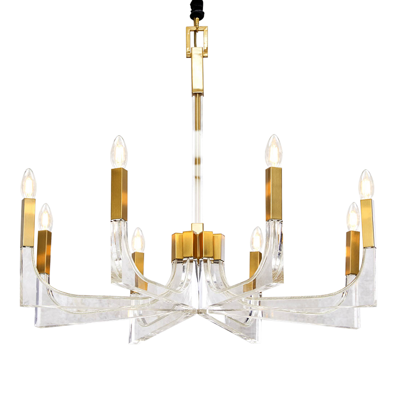 Люстра акриловая Acrylic Chandelier Золотой Прозрачный Люстра акриловая Acrylic Chandelier Золотой Прозрачный в Волгограде | Loft Concept