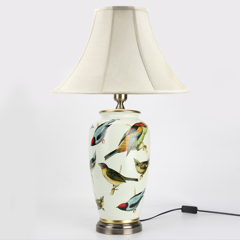 Настольная лампа Birds Blue Table lamp Белый Мульти Золотой в Волгограде | Loft Concept 