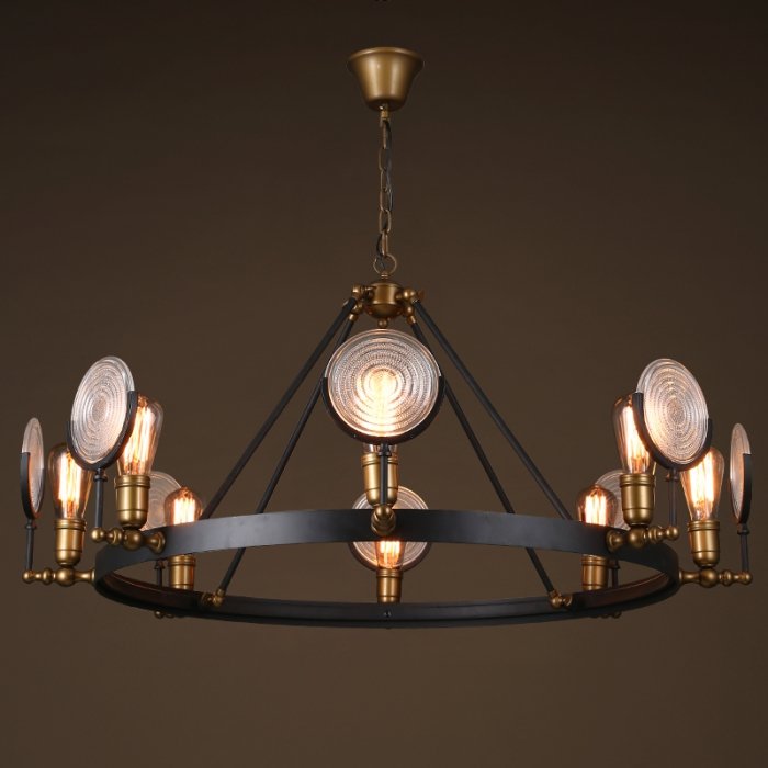 Люстра GASLIGHT LENS Chandelier 8 Черный Люстра GASLIGHT LENS Chandelier 8 Черный в Волгограде | Loft Concept