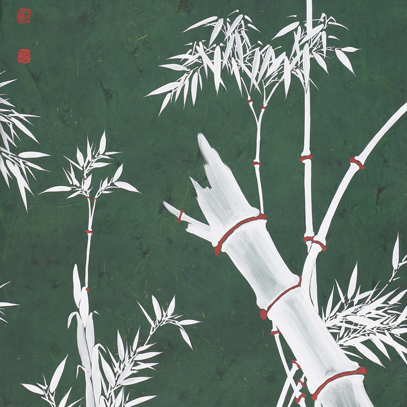 Обои ручная роспись Bamboo Argent on Edo Green painted silk Обои ручная роспись Bamboo Argent on Edo Green painted silk в Волгограде | Loft Concept