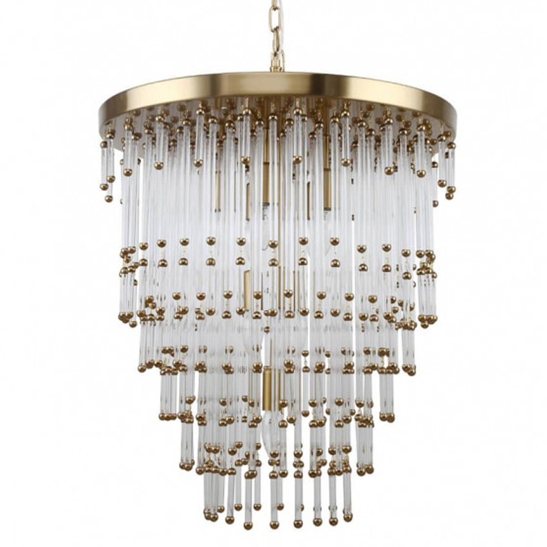 Люстра Restoration Hardware Luciano Chandelier 9 Латунь Прозрачный в Волгограде | Loft Concept 