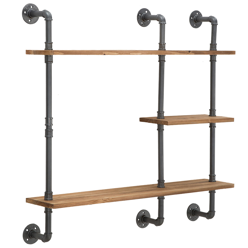 Полка Industrial Wood Metal Shelf Коричневый Серый Полка Industrial Wood Metal Shelf Коричневый Серый в Волгограде | Loft Concept