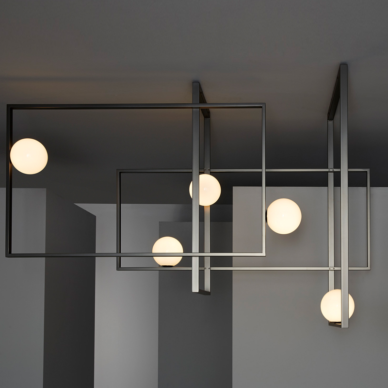 Люстра Mondrian Glass Venicem Ceiling Lamp graphite Белое матовое стекло Графит сатин Люстра Mondrian Glass Venicem Ceiling Lamp graphite Белое матовое стекло Графит сатин в Волгограде | Loft Concept