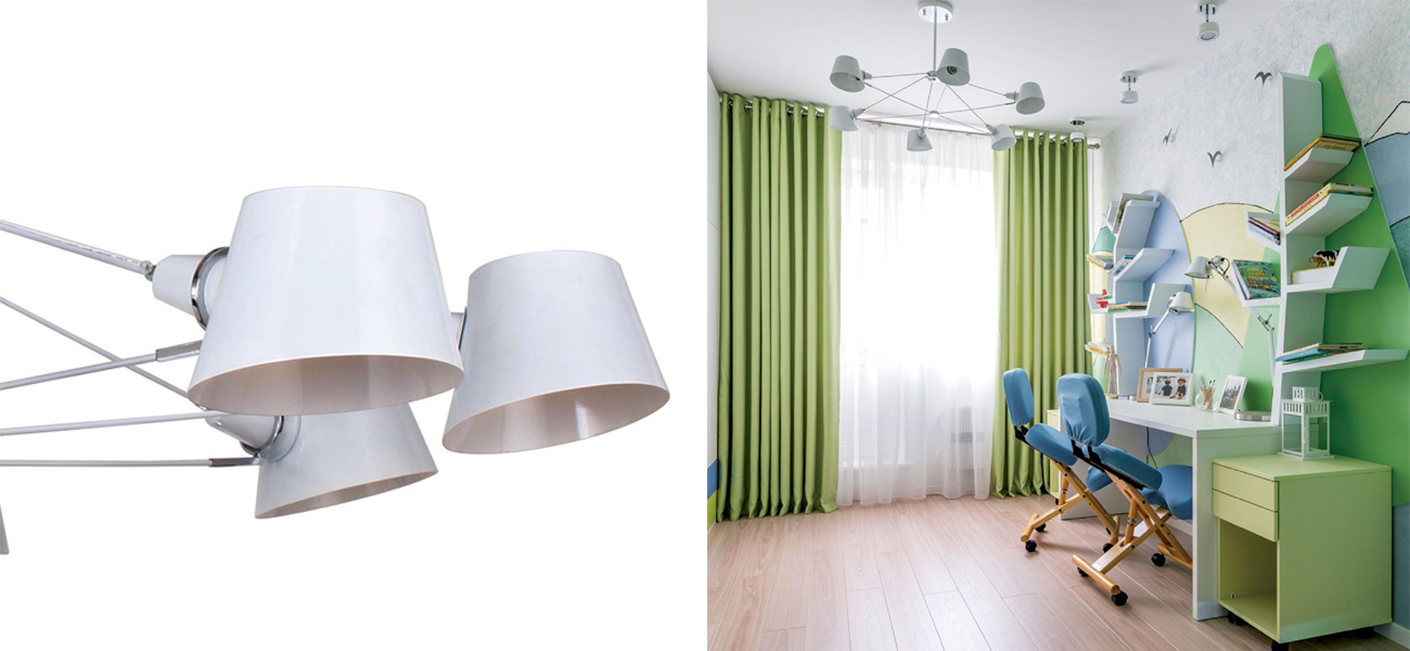 Белая люстра с декором цвета хром Retro Future - фото