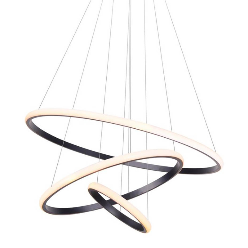 Люстра Ring Horizontal Trio black 60+40+20 Черный Белый в Волгограде | Loft Concept 