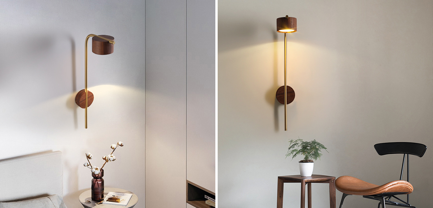 Настенный светодиодный светильник из дерев PATSY темное дерево - фото