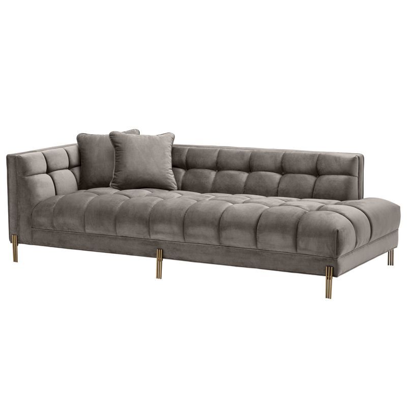 Кушетка Eichholtz Lounge Sofa Sienna Left Серый Матовая латунь Кушетка Eichholtz Lounge Sofa Sienna Left Серый Матовая латунь в Волгограде | Loft Concept