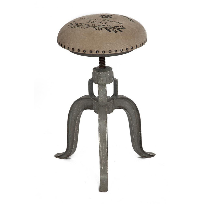 Барный стул Antique Metal Bar Stool Серый Бежево-серый Барный стул Antique Metal Bar Stool Серый Бежево-серый в Волгограде | Loft Concept
