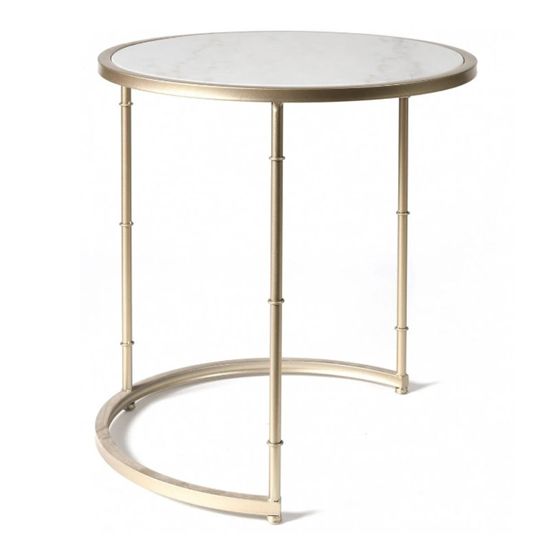 Приставной стол Marble Top Белый Мрамор Bianco матовое золото Приставной стол Marble Top Белый Мрамор Bianco матовое золото в Волгограде | Loft Concept