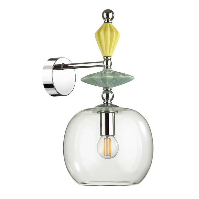 Бра Iris Glas wall lamp A chrome Прозрачное Стекло Прозрачный зеленый Желтый Хром Бра Iris Glas wall lamp A chrome Прозрачное Стекло Прозрачный зеленый Желтый Хром в Волгограде | Loft Concept