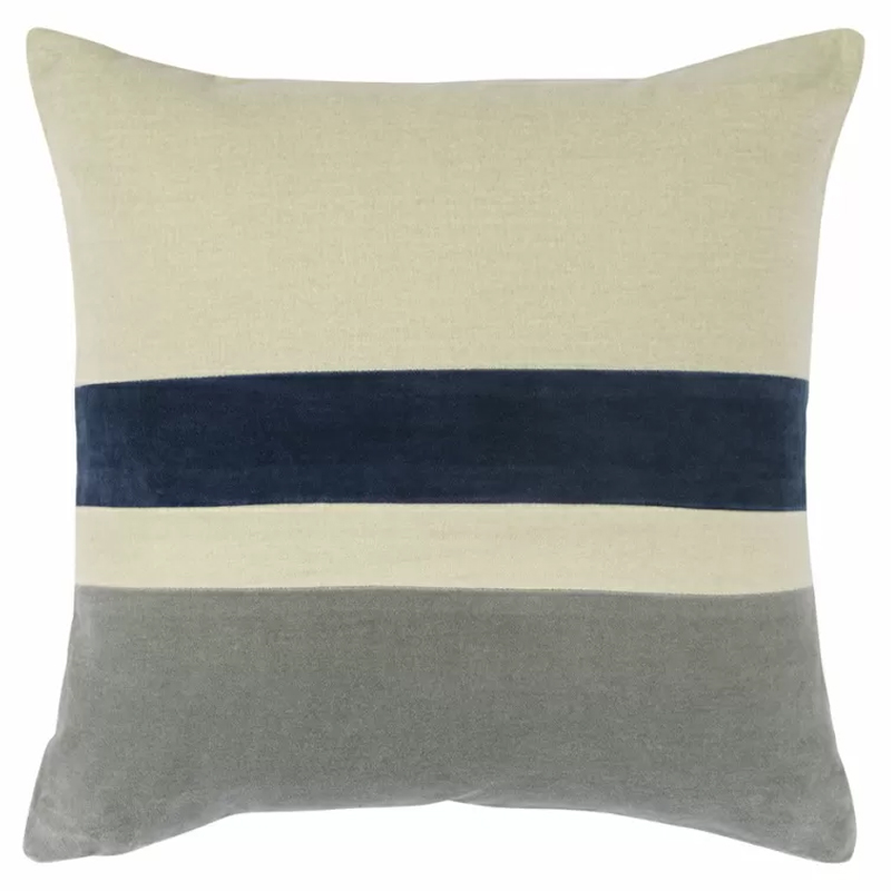 Чехол на подушку с геометрическим рисунком Elan Stripe Pillow Бежевый Темно-синий Серый Чехол на подушку с геометрическим рисунком Elan Stripe Pillow Бежевый Темно-синий Серый в Волгограде | Loft Concept