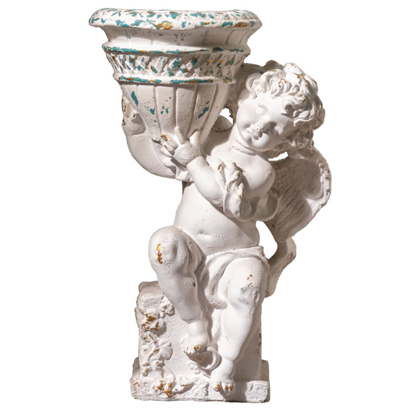 Кашпо Angel with Flowerpot Provence Белый Бирюзовый Золотой Кашпо Angel with Flowerpot Provence Белый Бирюзовый Золотой в Волгограде | Loft Concept