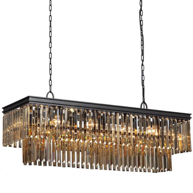 Люстра Odeon Amber Glass Rectangular Chandelier Black iron Янтарное стекло длина 120 Черный матовый Люстра Odeon Amber Glass Rectangular Chandelier Black iron Янтарное стекло длина 120 Черный матовый в Волгограде | Loft Concept
