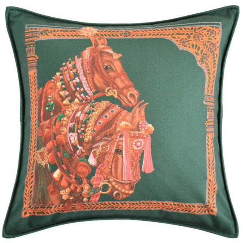 Декоративная подушка Hermes Horse 44 Зеленый Оранжевый Декоративная подушка Hermes Horse 44 Зеленый Оранжевый в Волгограде | Loft Concept