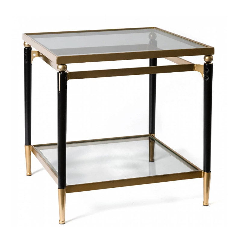Приставной столик Black & Gold Table two-tier Черный матовое золото Приставной столик Black & Gold Table two-tier Черный матовое золото в Волгограде | Loft Concept