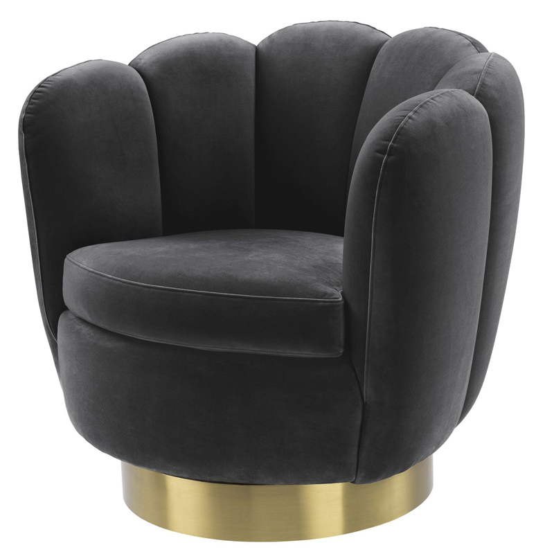 Кресло Eichholtz Swivel Chair Mirage dark grey Серый Матовая латунь Кресло Eichholtz Swivel Chair Mirage dark grey Серый Матовая латунь в Волгограде | Loft Concept