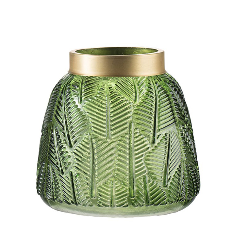 Ваза Green Vase Golden Throat Золотой Прозрачный зеленый Ваза Green Vase Golden Throat Золотой Прозрачный зеленый в Волгограде | Loft Concept