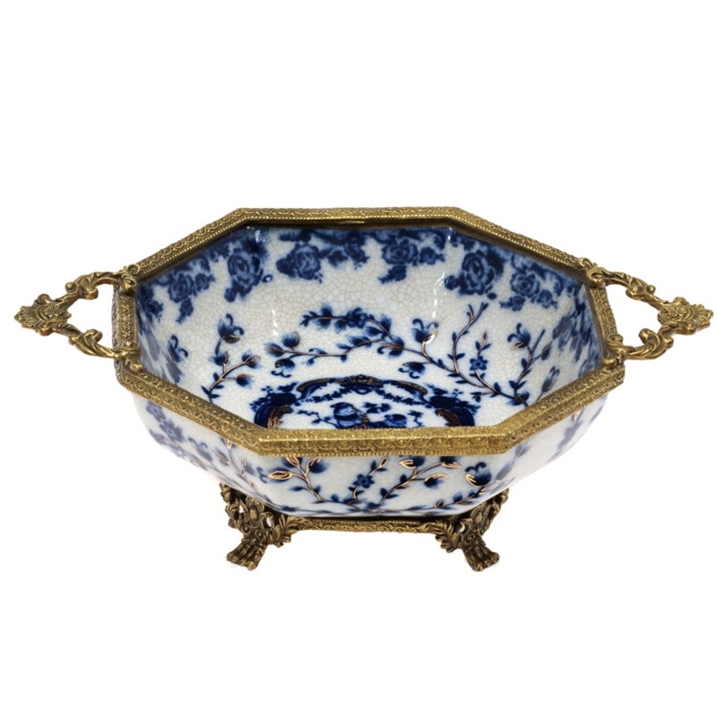 Чаша Bronze Edging Bowl Синий Белый Бронза Чаша Bronze Edging Bowl Синий Белый Бронза в Волгограде | Loft Concept
