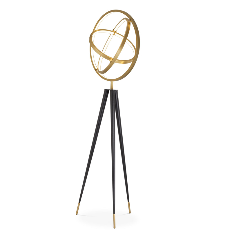 Торшер Eichholtz Floor Lamp Cassini Латунь Античная полированная Черный в Волгограде | Loft Concept 