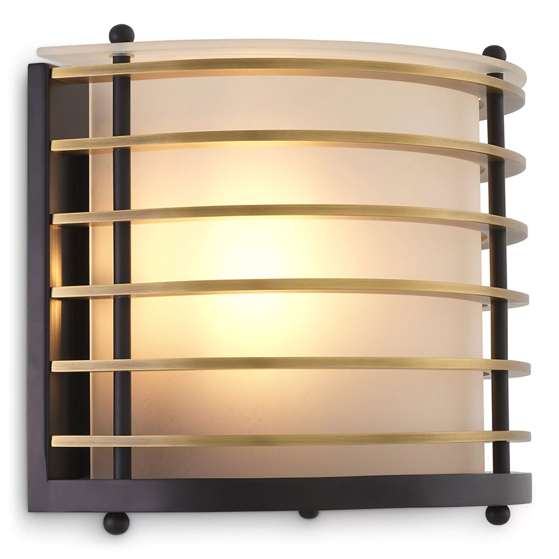 Бра Eichholtz Wall Lamp Logan Черный Латунь Белое матовое стекло Бра Eichholtz Wall Lamp Logan Черный Латунь Белое матовое стекло в Волгограде | Loft Concept