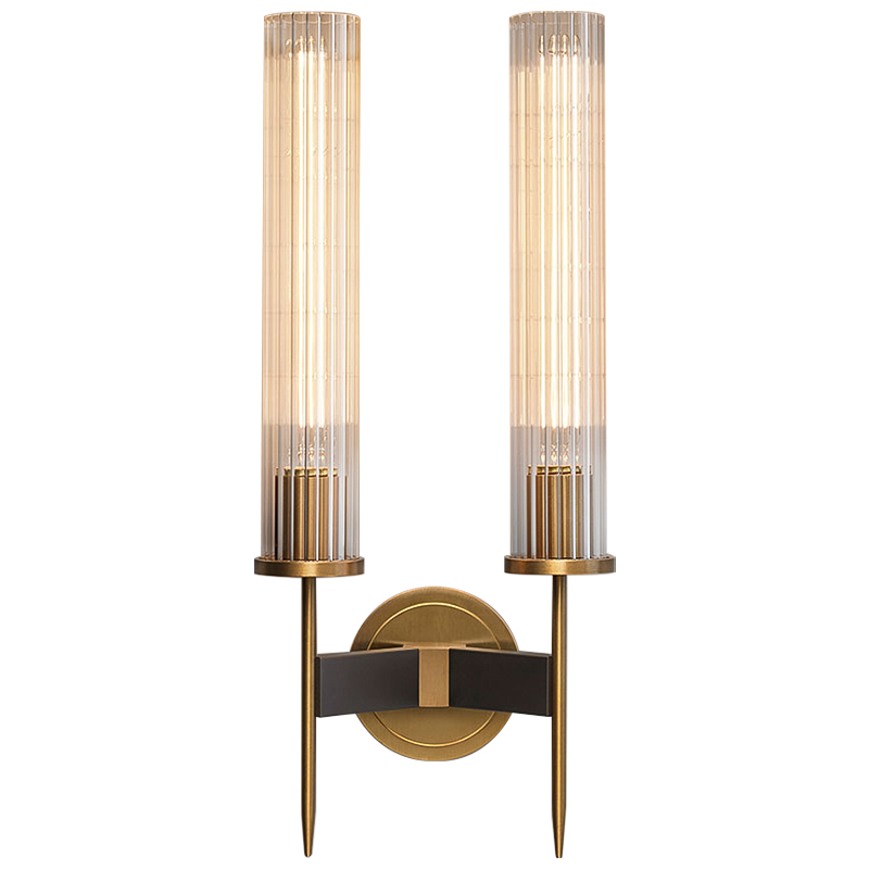Бра Jonathan Browning ALOUETTE DOUBLE SCONCE Прозрачное Стекло Латунь Черный Бра Jonathan Browning ALOUETTE DOUBLE SCONCE Прозрачное Стекло Латунь Черный в Волгограде | Loft Concept