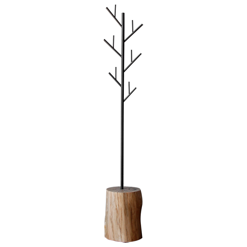 Вешалка Metal Branches and Stump Floor Hanger Black Черный Светлый дуб Вешалка Metal Branches and Stump Floor Hanger Black Черный Светлый дуб в Волгограде | Loft Concept